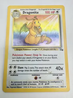 Dragonite Fossil Holo Rare Vintage Pokemon WOTC 4/62 LP Light Play - Image 3