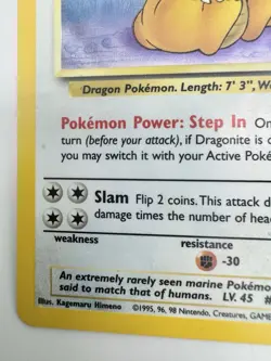 Dragonite Fossil Holo Rare Vintage Pokemon WOTC 4/62 LP Light Play - Image 4