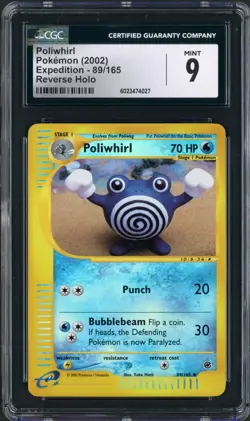 2002 Pokemon Expedition Poliwhirl Reverse Holo #89 CGC 9 - Image 1