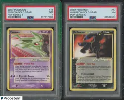 2007 Pokemon POP Series 5 Gold star Sequential Set PSA 7 16 Espeon & 17 Umbreon - Image 1