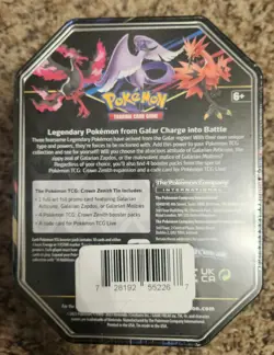 TCG Pokemon Game Galarian Articuno Crown Zenith Tin Pokemon SEALED - Image 2