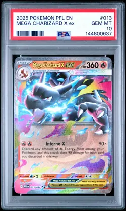 2025 POKEMON PFL EN-PHANTASMAL FLAMES #013 MEGA CHARIZARD X EX PSA 10 - Image 1
