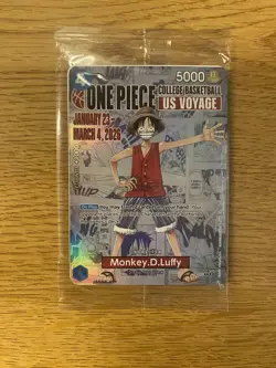 One Piece Monkey D. Luffy US Voyage College Basketball Promo Card - SEALED - Image 2
