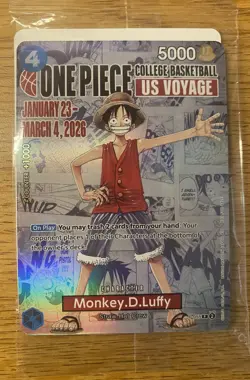 One Piece Monkey D. Luffy US Voyage College Basketball Promo Card - SEALED - Image 5