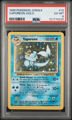Vaporeon Holo 12/64 - PSA 6 - Jungle Pokemon Card 1999 Vintage Water Eevee - Image 1