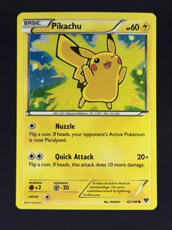 Pikachu 42/146 Lego Movie Exclusive XY Base Set Cosmos Holo Pokemon Card - Image 1