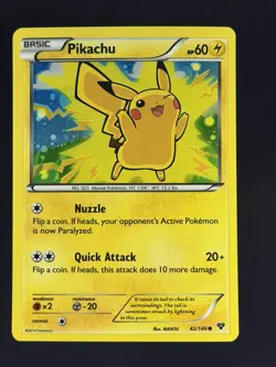 Pikachu 42/146 Lego Movie Exclusive XY Base Set Cosmos Holo Pokemon Card - Image 1