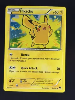 Pikachu 42/146 Lego Movie Exclusive XY Base Set Cosmos Holo Pokemon Card - Image 1