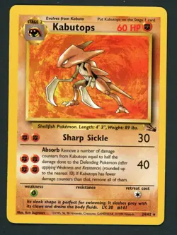 Kabutops 24/62 Fossil Pokemon Non Holo Unlimited Rare Card NM - Image 1
