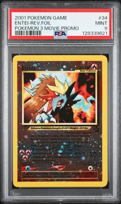 PSA 9 Entei Reverse Foil Pokemon 3 Movie Promo Card 2001 #34 Mint - Image 1