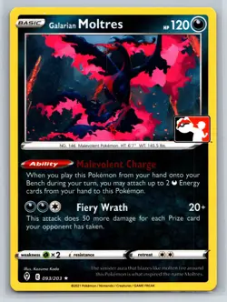 Galarian Moltres Rare Prize Pack Series Cards 093/203 NM - Image 1