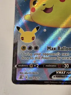 Pokemon TCG Flying Pikachu VMAX Celebrations 007/025 Holo Ultra Rare Full Art - Image 3