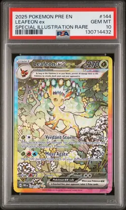 2025 POKEMON PRE EN-PRISMATIC EVOLUTIONS #144 LEAFEON EX PSA 10 - Image 1