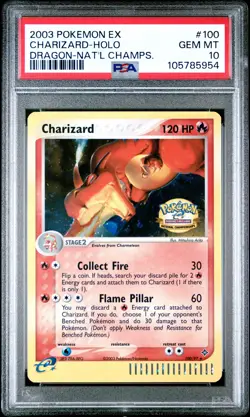 2003 POKEMON EX DRAGON #100 CHARIZARD NATIONAL CHAMP PSA 10 - Image 1