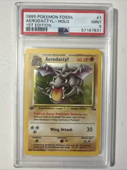 Pokemon PSA 9 1st Edition Aerodactyl 1/62 Fossil Holo - Image 1