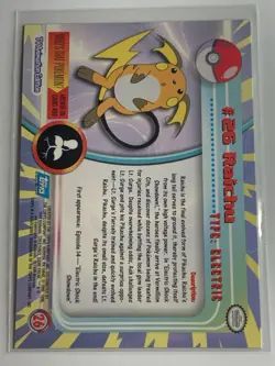 1999 Topps Pokemon TV #26 Raichu Silver Foil Blue Logo FREE COMBINED SHIP - Image 2