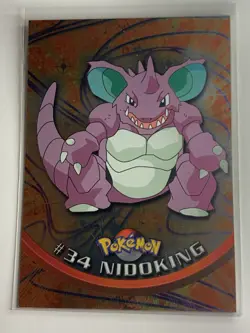 1999 Topps Pokemon TV #34 Nidoking Silver Foil Blue Logo FREE COMBINED SHIP - Image 1