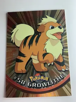 1999 Topps Pokemon TV #58 Growlithe Silver Foil Black Logo (Rays 2nd Print) - Image 1