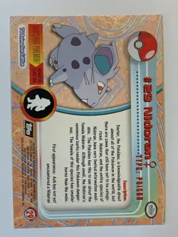 1999 Topps Pokemon TV #29 Nidoran Silver Foil Black Logo (Rays 2nd Print) - Image 2