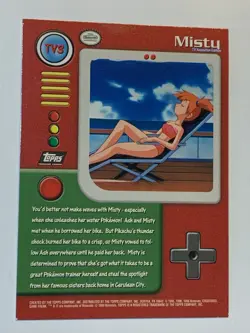 1999 Topps Pokemon #TV3 Misty Silver Foil (Sandpaper 2nd Print) Black Logo - Image 2