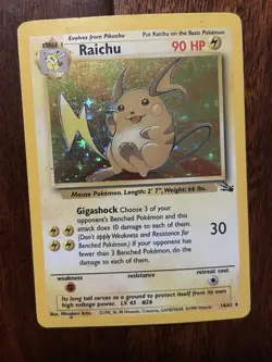 Pokemon - Fossil - Unlimited - Holo - Raichu - 14/62 - Image 1