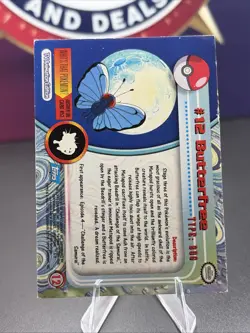 1999 Topps Pokemon TV Animat. BUTTERFREE #12 Texture Holo Silver Foil Black Logo - Image 2