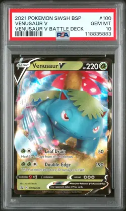 Pokemon TCG Venusaur V SWSH100 2021 Battle Deck Black Star Promo Card - PSA 10 - Image 1