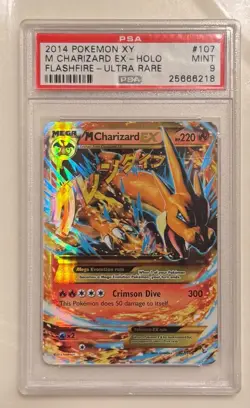 Mega M Charizard EX Flashfire 107/106 Holo Pokemon 2014 PSA 9 Secret Ultra Rare - Image 1
