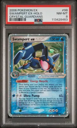 2006 POKEMON EX CRYSTAL GUARDIANS #98 SWAMPERT EX-HOLO PSA 8 - Image 1