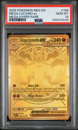Mega Lucario ex 188/132 Pokemon Meg Mega Evolution SIR #188 GEM MINT PSA 10 - Image 1