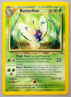 Pokemon Butterfree 19/75 Non-Holo Rare - 2001 Unlimited Neo Discovery - LP to NM - Image 1