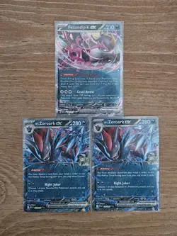 Fezandipiti & N's Zoroark Ex Double Rare Cards Lot - Pokemon Ascended Heroes NM - Image 1