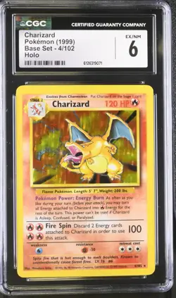 CGC 6 Charizard 1999 Base Set 4/102 Holo Pokemon Card - Image 1