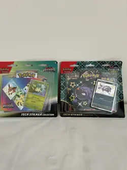 Pokemon Prismatic Evolutions Leafeon and Paldean Fates Tech Sticker Collections - Image 1