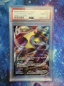 Inteleon VMAX 050/192 SWSH Rebel Clash Holo PSA 10 GEM MINT Pokemon #050 POP 454 - Image 1