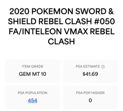 Inteleon VMAX 050/192 SWSH Rebel Clash Holo PSA 10 GEM MINT Pokemon #050 POP 454 - Image 3