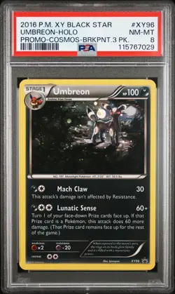 2016 POKEMON XY BLACK STAR PROMO #XY96 UMBREON-HOLO PSA 8 - Image 1