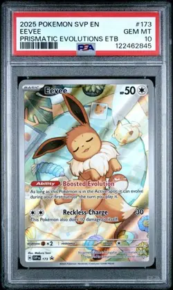 Pokemon 2025 SVP EN-SV Prismatic Evolutions ETB Promo #173 Eevee PSA 10 - Image 1