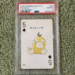2000 Pokemon Psyduck Poker PSA 10 Gold Playing Cards 5 of Spades 054 POP 24 - Image 1