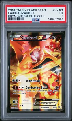 2016 POKEMON XY BLACK STAR PROMO RED & BLUE COLL FULL ART/CHARIZARD EX PSA 5 - Image 1
