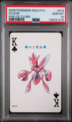 2000 POKEMON GOLD VERSION PLAYING CARDS KING OF CLUBS #212 SCIZOR PSA 10 - Image 1