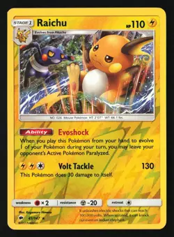 Pokemon TCG: Raichu Rare Reverse Holo - SM - Burning Shadows - #41/147 - Image 1
