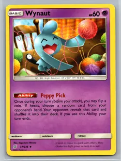 Wynaut 77/236 Unified Minds Basic Psychic-Type Peppy Pick Uncommon Pokemon TCG - Image 1