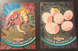 1999 Topps Pokemon TV Animation Series 2 #102 Exeggcute j Hitmonlee Foil - Image 1