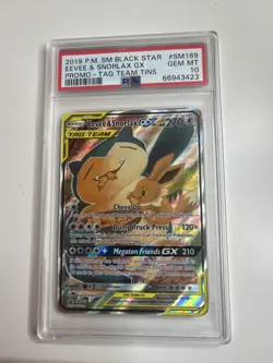 2019 POKEMON SM BLACK STAR PROMO #SM169 FULL ART/EEVEE & SNORLAX GX PSA 10 - Image 1