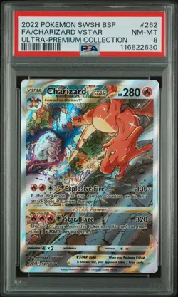 2022 POKEMON SWSH BLACK STAR PROMO #262 FULL ART/CHARIZARD VSTAR PSA 8 - Image 1