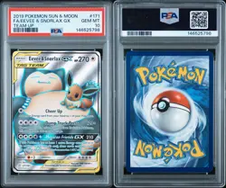 PSA 10 Eevee & Snorlax GX 171/181 Pokemon Sun & Moon Team Up 2019 - Image 3