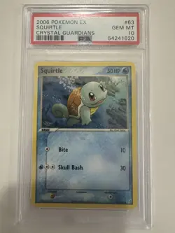 POP 49 Pokemon Squirtle 63/100 Crystal Guardians Common 2006 PSA 10 - Image 4
