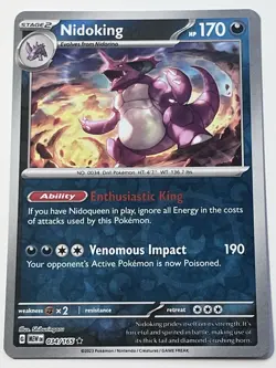 Pokemon TCG Nidoking Reverse Holo 034/165 Scarlet & Violet - 151 Rare NM - Image 1