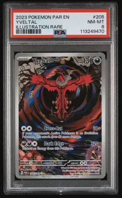 2023 POKEMON PAR EN-PARADOX RIFT 205 YVELTAL ILLUSTRATION RARE PSA 8 - Image 1